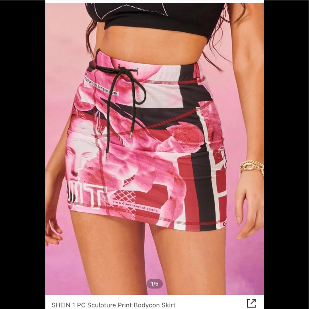 Pink Patterned Shein Skirt